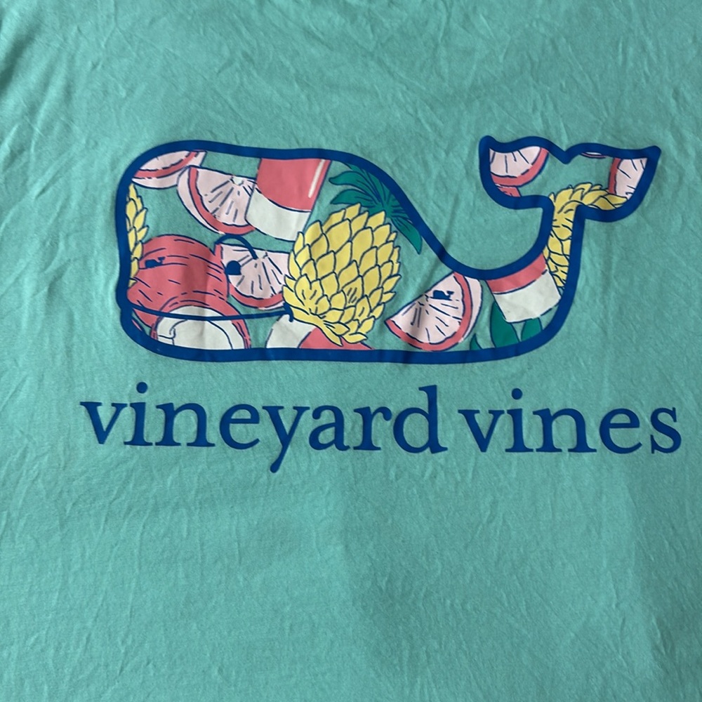 Vineyard Vines Shirt Women's Size L blue Whale Pocket Tee Short Sleeve Cotton